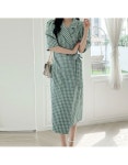 루시다 루시다 트리샤 리본 셔츠 랩원피스 F 55 77 그린 600743