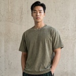 듀스피싱 듀스피싱 면100 애시드 워싱 라운드 반팔 빈티지 카키 형제낚시