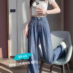 원픽 여성 청바지 바지 여름 하이웨스트 와이드 슬림핏