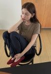 마레 브라운레드당일 프롬럭키 마레 실키 린넨 반팔티