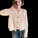 용태원여성 브이넥 니트 카디건 스웨터 A0525-0911