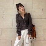 에이치 데일리 밍크심플가디건 진브라운