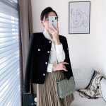 패션고리 여성 라운드 데일리 기본 트위드 자켓 M H1029