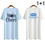 엠제이스타 1 1 여성 체리 멈블 여름 반팔 루즈핏 롱 레터링 티셔츠 2P 여성롱티 체리 여성롱티 멈블