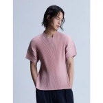 라플리 바인딩 스탠카라 플리츠 티셔츠 UPTSM326006