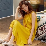 XingLian 100 순면 잠옷 순면 나시 미디엄 롱 나시 원피스 여름 잠옷 L 레몬 H2034