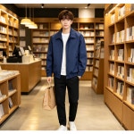 HANLIN 봄가을 남자 방풍 캐주얼 비즈니스 행정 루즈핏 아우터 네이비02 M HG0354