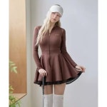 제이제인 J JANE 모찌 긴팔 더블 플레어 원피스Brown J3518OPS01BR 3600514