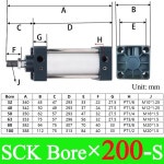 SCK 플랫 로드 비회전 자기 실린더 40 63 100 방지 공압 스트로크 08 Stroke 200mm-S 01 CHINA 02 Bore 1개 SCK50