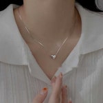 영원한 사랑 하트 펜던트 심플 체인 목걸이 알러지방지 변생방지 써지컬스틸 은도금 목걸이 HZHF