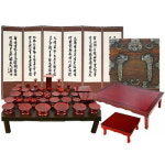 박씨상방 박씨상방 5종43 남원연꽃복제기물푸레38p세트 + 추사김정희 진주비단6폭병풍 + 봉황제기보관함 + 4.5무전 특교자상 + 고전직찻상