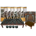 박씨상방 박씨상방 5종45 남원옻칠제기48세트 + 산수화8폭병풍+봉황제기 보관함 + 4.5엔틱직교자135형강철장식 + 고전엔틱향로상