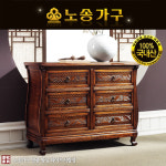 노송가구 친환경 왕실 오동원목 3단 6칸 와이드 서랍장
