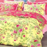 하우스앤 릴리로즈 옐로우 크리스탈 사틴 60수 침구이불베개세트 K