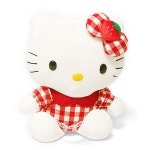 헬로키티 체크딸기 키티인형 소형 20cm