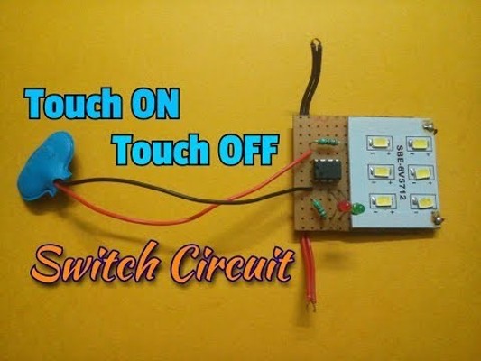 Touch ON/Touch OFF Switch..Simple Touch ON/Touch OFF Circuit..Using 555 Timer IC... | 동영상