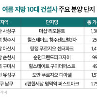 10대 건설사, 6~8월 지방에 아파트 1만943가구 공급