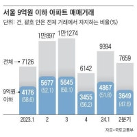 서울 9억 이하 아파트 매매… 2분기 50% 아래로 떨어져