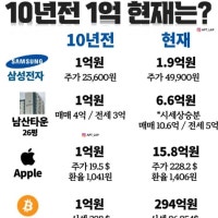 10년 전 1억원으로 삼전·아파트·비트코인 샀다면, 지금 가치는?