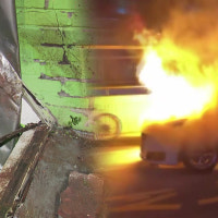 어린이집 외벽에 차량 돌진...평택 아파트 불