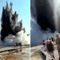 ‘쾅’ 美공원서 아파트 높이 검은기둥 격렬 분출…관람객 혼비백산