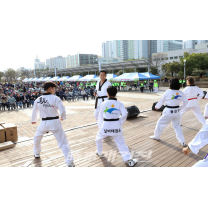 광주시청에서 광산구 실버태권도 35명 회원들 태권도 시범
