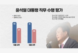 '尹, 잘하고 있다' 51%..정당지지도, 국민의힘 43%·민주 29%