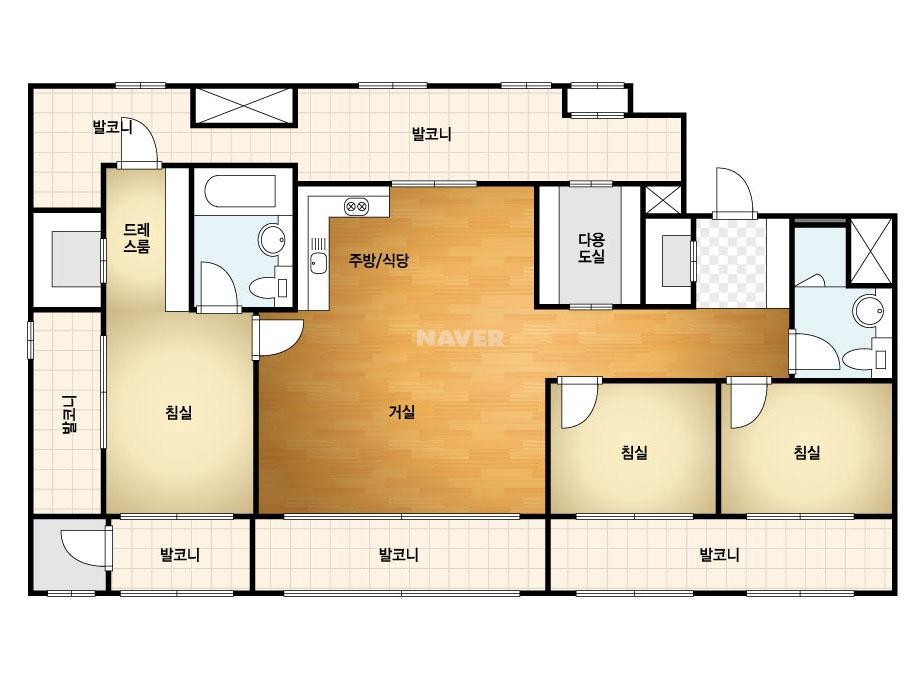 죽동대원칸타빌아파트 34평 평면도 (출처:네이버 부동산 평면도)