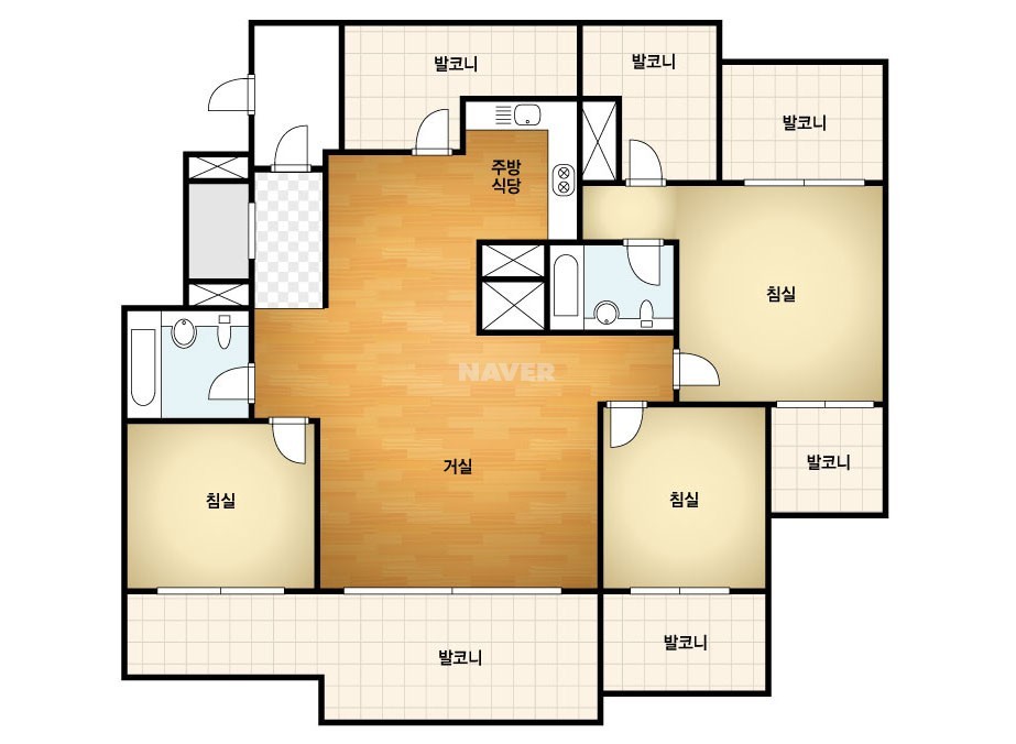 순천청미래3차아파트 38평 평면도 (출처:네이버 부동산 평면도)