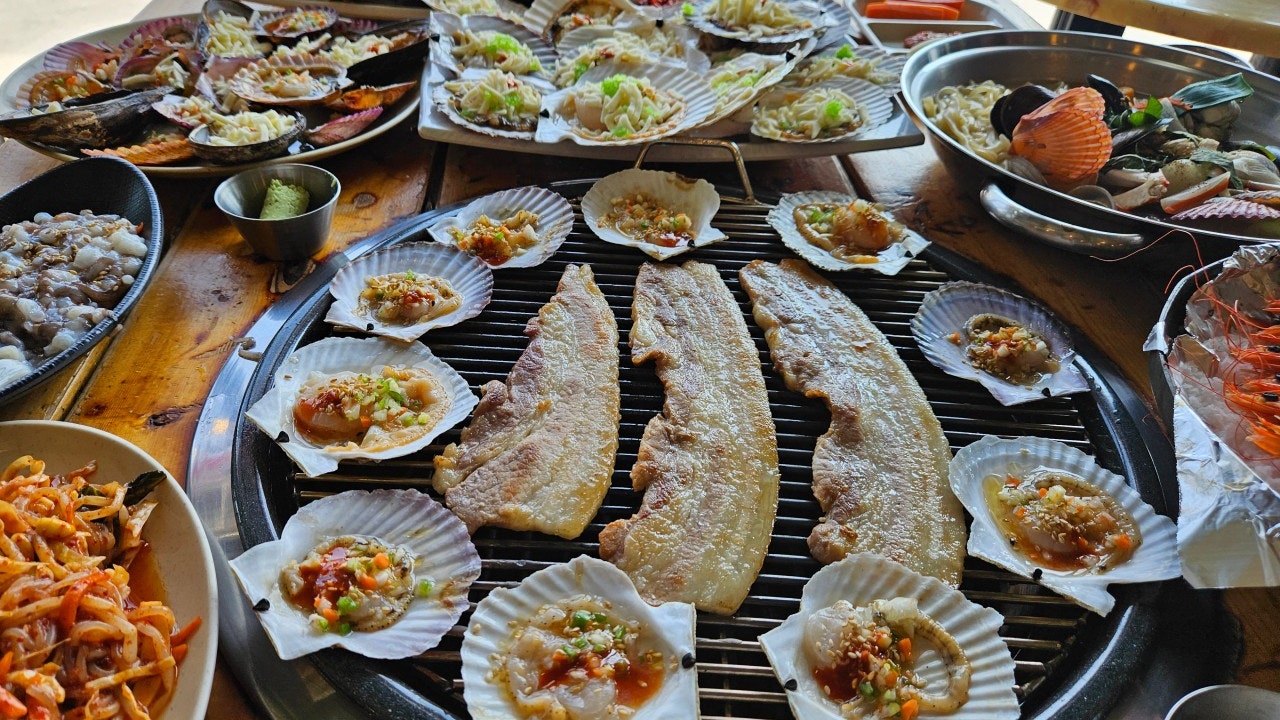 한판떠 조개구이