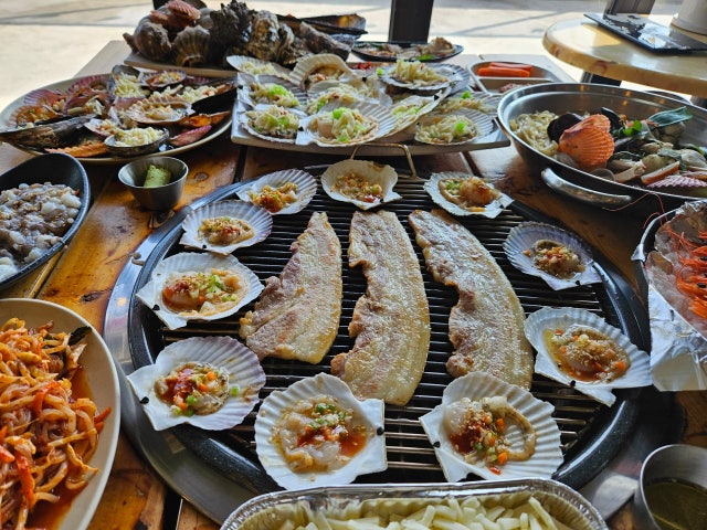 한판떠 조개구이