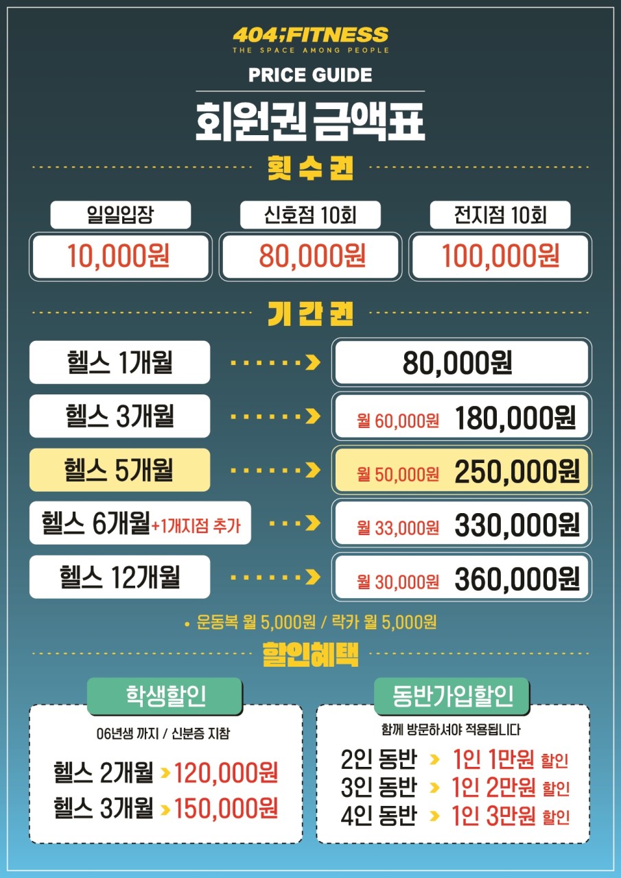 [3개월 이용권] 404피트니스 신호점 헬스 상세 이미지 1
