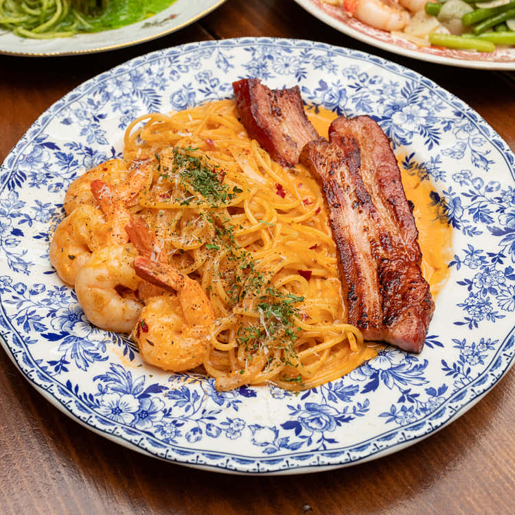 통베이컨 새우 로제파스타(매콤)