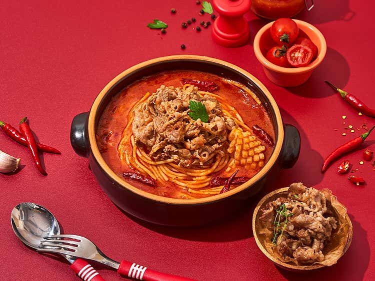 우삼겹 토마토 해장 파스타