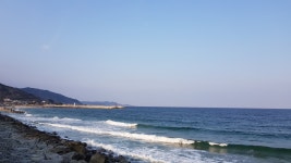 펜션 앞 바닷가-고래불하얀돌펜션