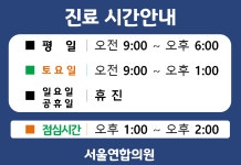 진료시간 안내-서울연합의원