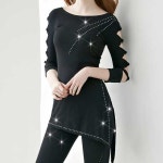 리본 트임 소매 사선 롱 블라우스 섹시 미시 빅사이즈 국내제작 신축성 슬림 핫픽스 티셔츠 : 차차퀸