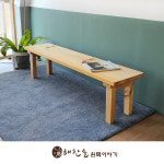 해찬솔 소나무 통원목 에코 1600긴벤치 원목의자_tr/원목식탁의자/우드슬랩/카페의자 : 해찬솔원목-사라방드라탄