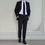 스판 가을 겨울 장례식정장 빅사이즈 정장 검정양복, 검은색 장례식장 블랙수트 : 메이크미리츠