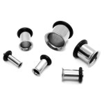 3mm ~ 10mm 확장 반나팔 써지컬스틸 터널피어싱 (실버) : 써스틸