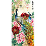 부귀 커플 공작도 2 (패브릭) 보석십자수 60x120 동양화 일러스트 동물 공작 공작새 : 퍼즐사랑