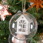 크리스마스 투명 볼 장식 화이트윈도우 별하우스 벌룬볼 100mm (DIY) 트리 오너먼트 소품 용품 꾸미기 파티 : 플라워트리