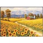재고소진 해바라기보석십자수 (고급) 산아래 해바라기들판위 빨간집 (65X50cm) : 인조이비즈몰