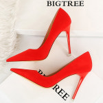 220-265 마스케 10cm 스웨이드 여자 하이힐 펌프스 구두 4color : 시크치노