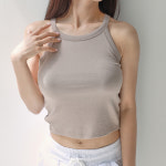 여성크롭레이어드나시 홀터넥 캡나시캡런닝휘트니스 빅사이즈M~4XL : 비비첼