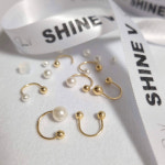 14k골드 CU 진주 커브 피어싱 : 샤인뷔