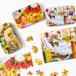 틴케이스 퍼즐 세트 60pcs 직소 명작 동화 14종 종이 직소 어린이 DIY 이솝 우화 유치원 초등 생일 답례품 : 마리 모아