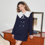 [살롱드욘] Double Button Tweed Jacket Navy : 디그램