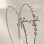 제이로렌 진주 큐빅 리본 일자 얇은 고급 헤어밴드 H0810 : 제이로렌