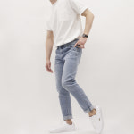 마스터리 슬림핏 남자 연청 프리미엄 스판 워싱 청바지 데님 : 제이케이앤비